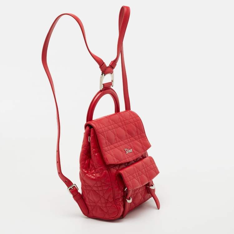 مملوكة مسبقًا Dior Red Cannage Quilted Leather Small Stardust Backpack