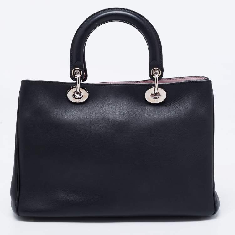 Pre Owned Dior Black Leather Medium Diorissimo Shopper Tote