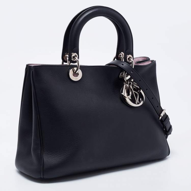 Pre Owned Dior Black Leather Medium Diorissimo Shopper Tote