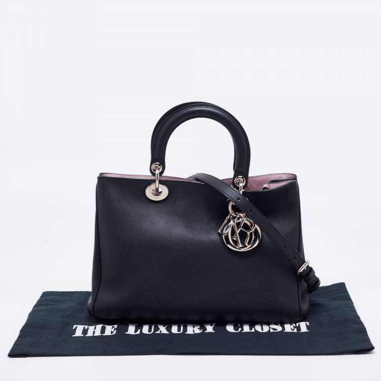 Pre Owned Dior Black Leather Medium Diorissimo Shopper Tote