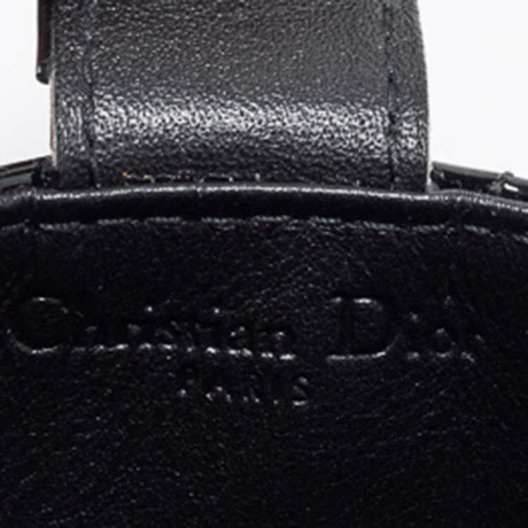 مملوكة مسبقًا Dior Black Cannage Patent Leather Lady Dior 5 Gusset Card Holder