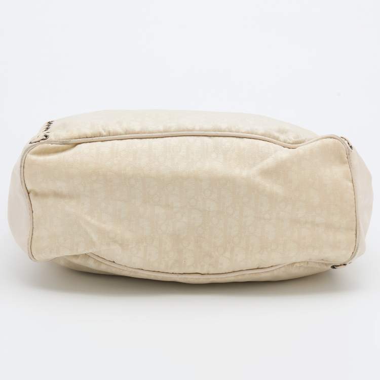Pre Owned Dior Cream Oblique Canvas and Leather Ethnic Hobo