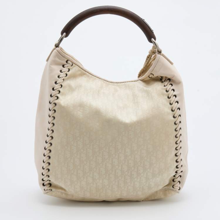 Pre Owned Dior Cream Oblique Canvas and Leather Ethnic Hobo