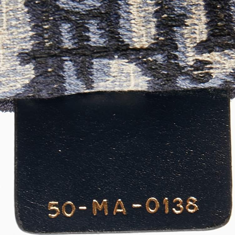Pre Owned Dior Navy Blue Oblique Embroidery Canvas Book Tote