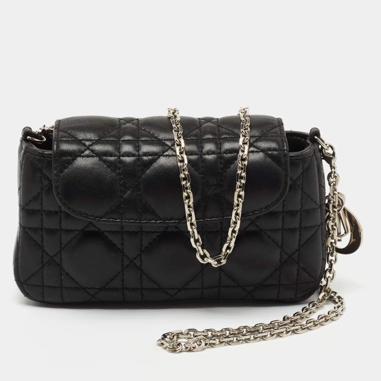 Dior Black Cannage Leather Lady Dior Mini Flap Chain Crossbody Bag Dior ...