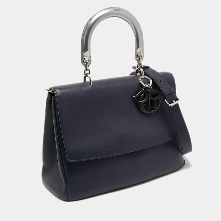 Pre Owned Dior Blue Leather Be Dior Top Handle Bag