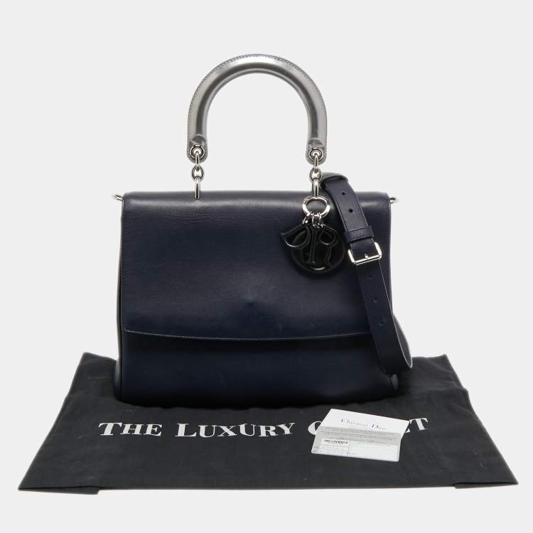 Pre Owned Dior Blue Leather Be Dior Top Handle Bag