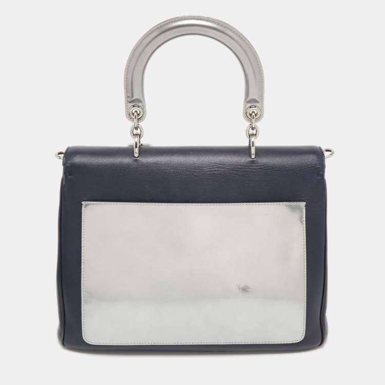 Pre Owned Dior Blue Leather Be Dior Top Handle Bag