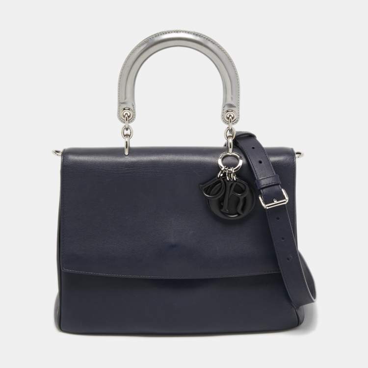 Pre Owned Dior Blue Leather Be Dior Top Handle Bag