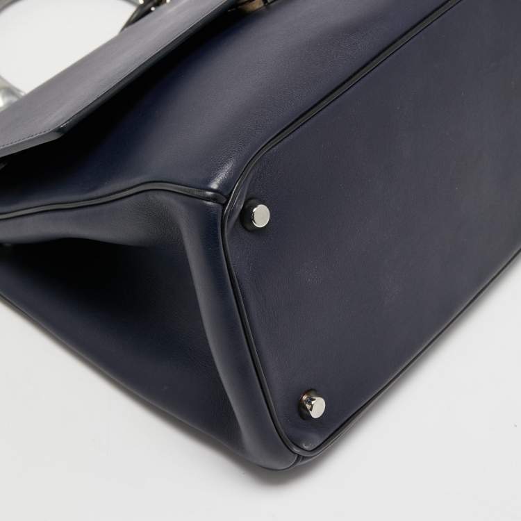 Pre Owned Dior Blue Leather Be Dior Top Handle Bag