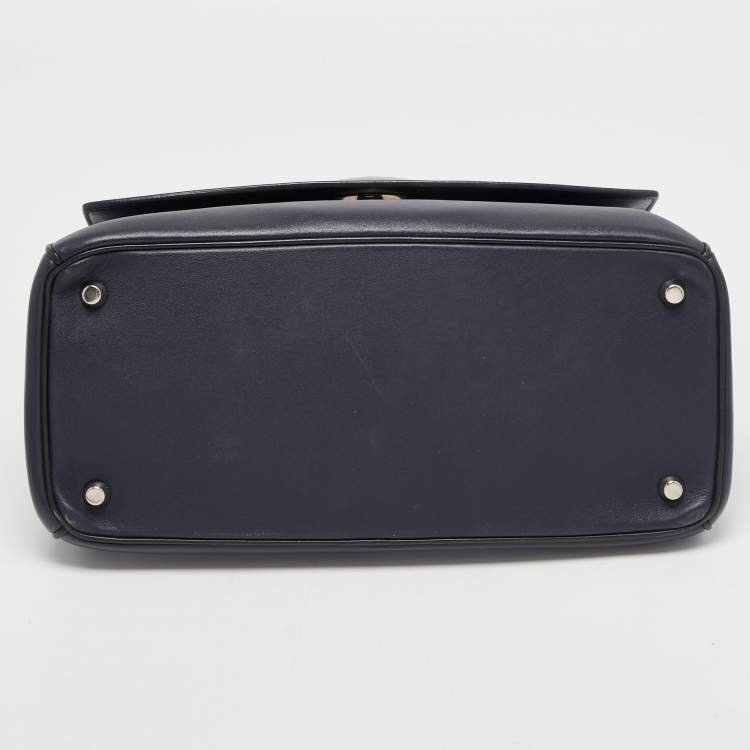 Pre Owned Dior Blue Leather Be Dior Top Handle Bag