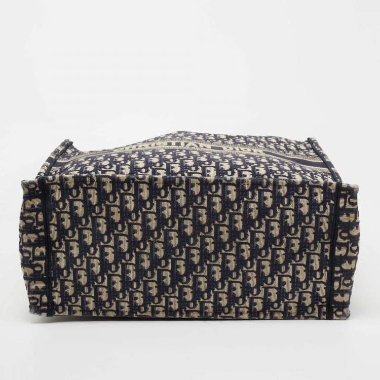 Pre Owned Dior Blue Oblique Canvas Large Book Tote
