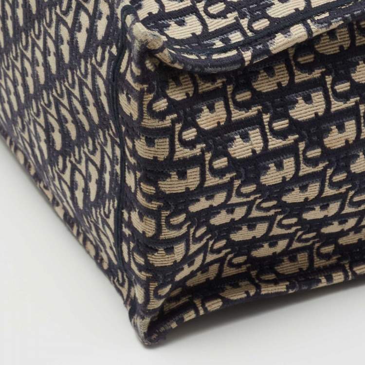 Pre Owned Dior Blue Oblique Canvas Large Book Tote