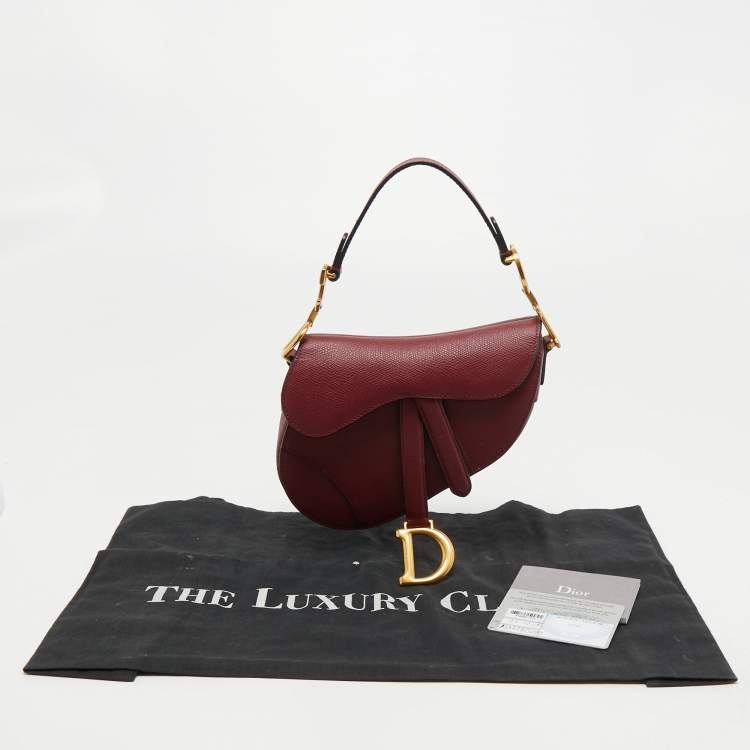Pre Owned Dior Burgundy Leather Saddle Bag