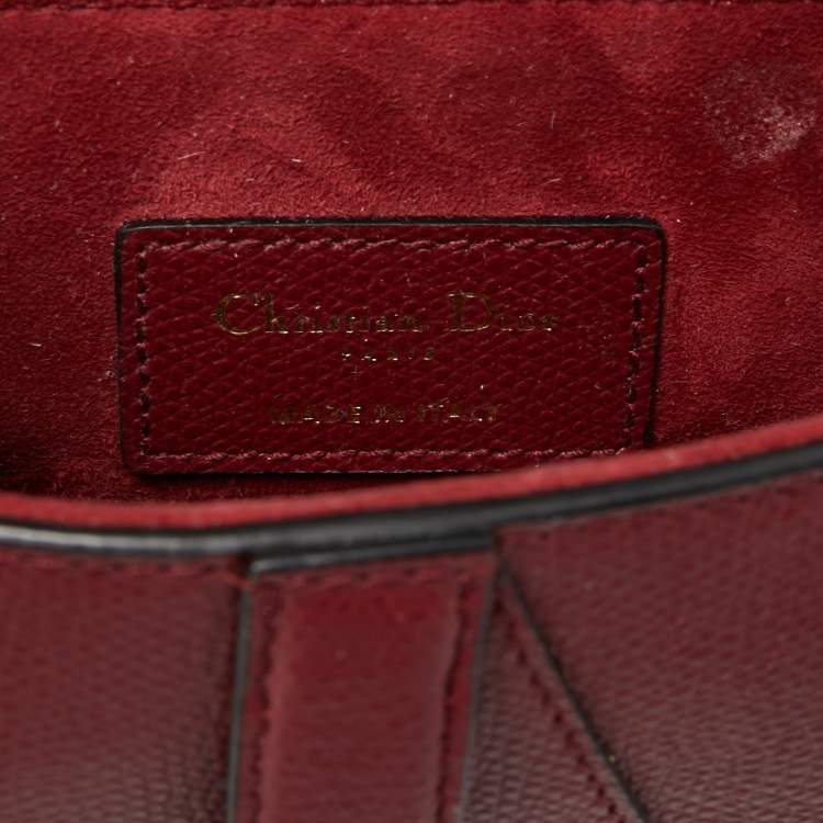Pre Owned Dior Burgundy Leather Saddle Bag