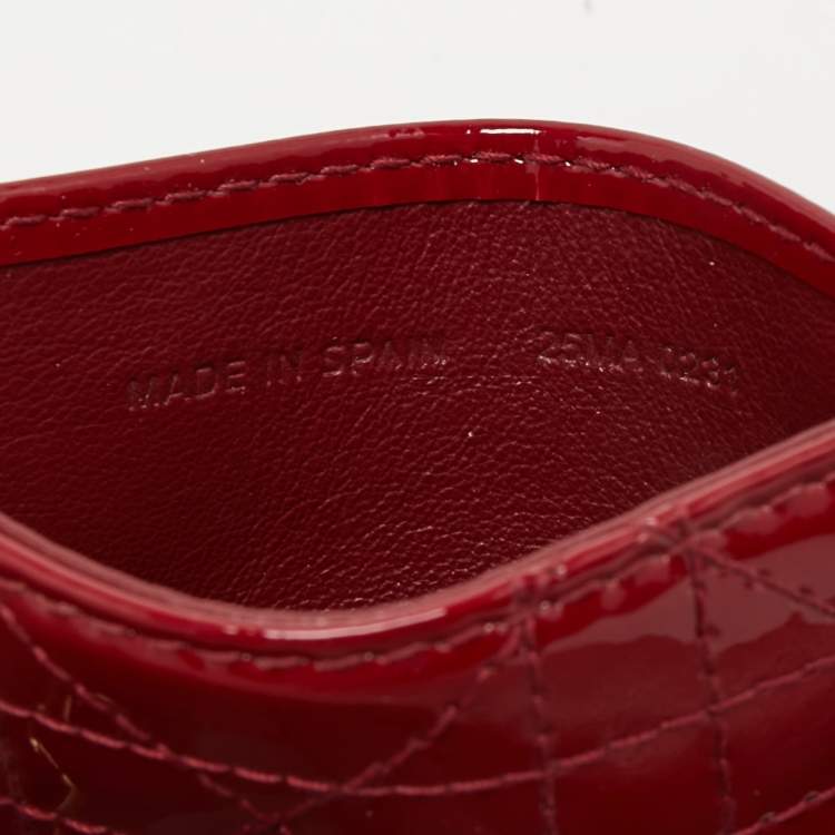 Pre Owned Dior Red Cannage Patent Leather Lady Dior Card Holder