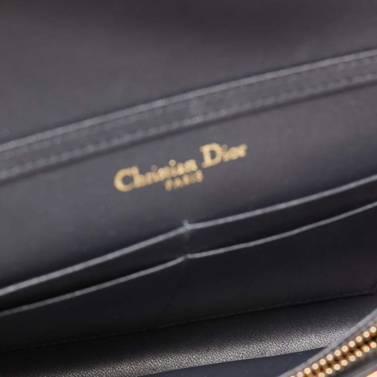 Pre Owned Dior Metallic Bronze Micro Cannage Patent Leather Diorama Wallet on Chain 