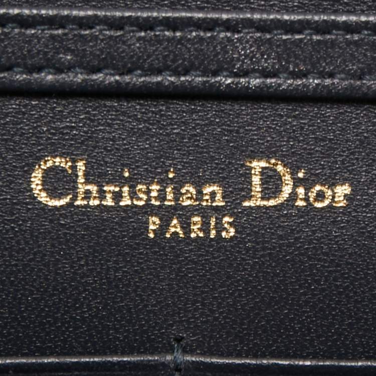Pre Owned Dior Metallic Bronze Micro Cannage Patent Leather Diorama Wallet on Chain 