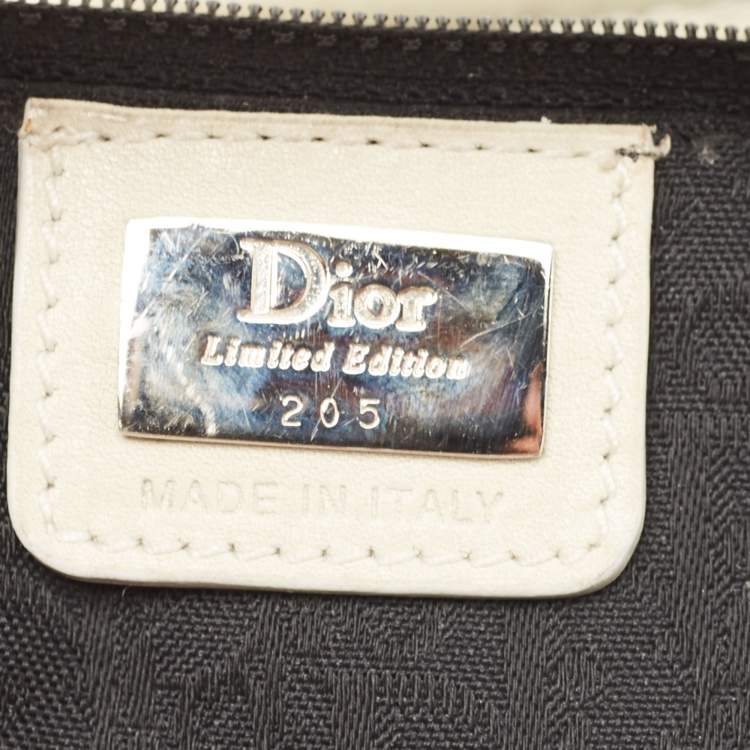 Pre Owned Dior Off White/Red Printed Fabric and Leather Limited Edition Saddle Bag