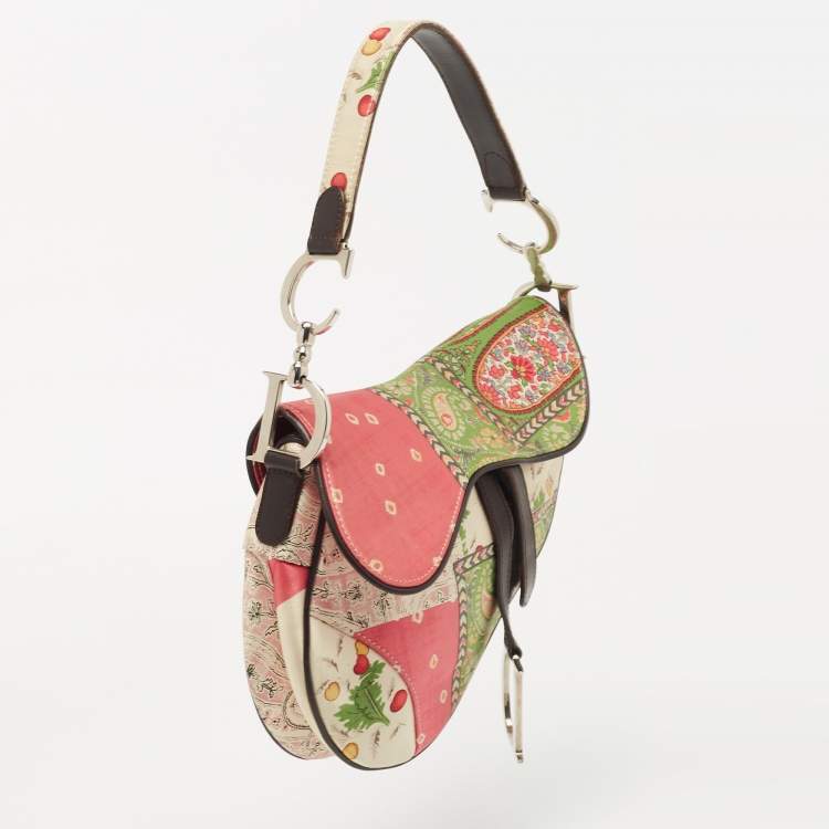 Pre Owned Dior Multicolour Satin Paisley Saddle Bag 