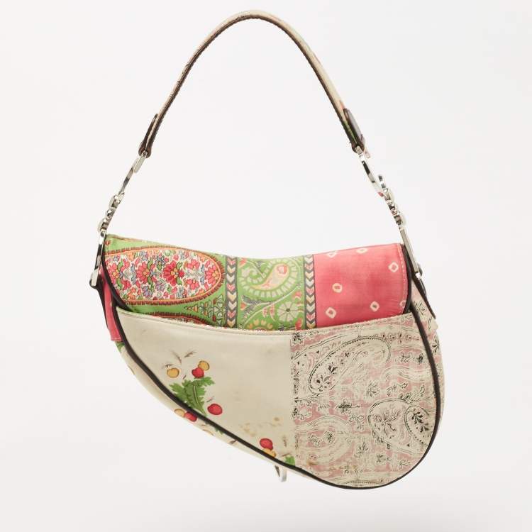 Pre Owned Dior Multicolour Satin Paisley Saddle Bag 