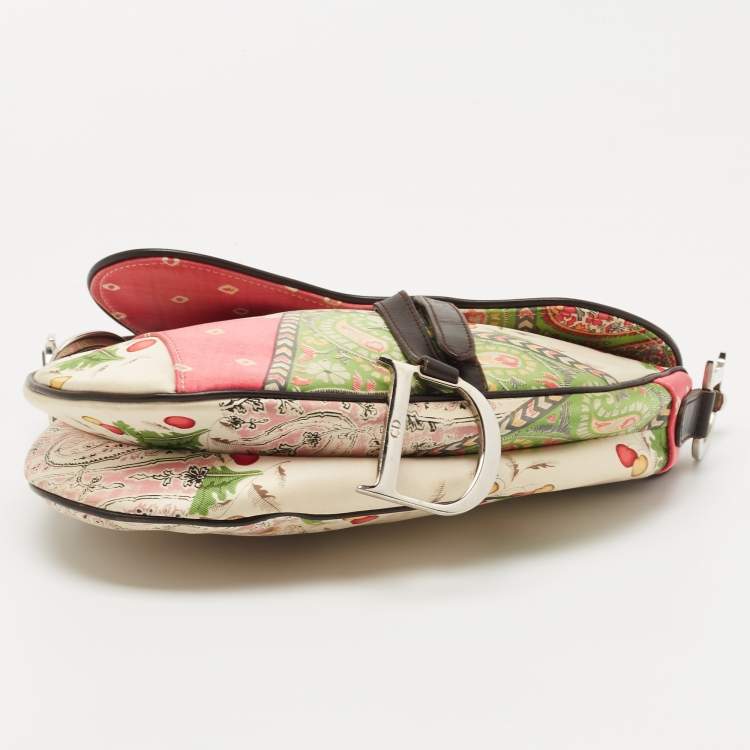 Pre Owned Dior Multicolour Satin Paisley Saddle Bag 