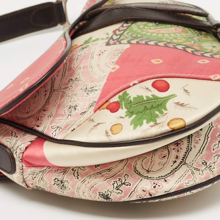 Pre Owned Dior Multicolour Satin Paisley Saddle Bag 