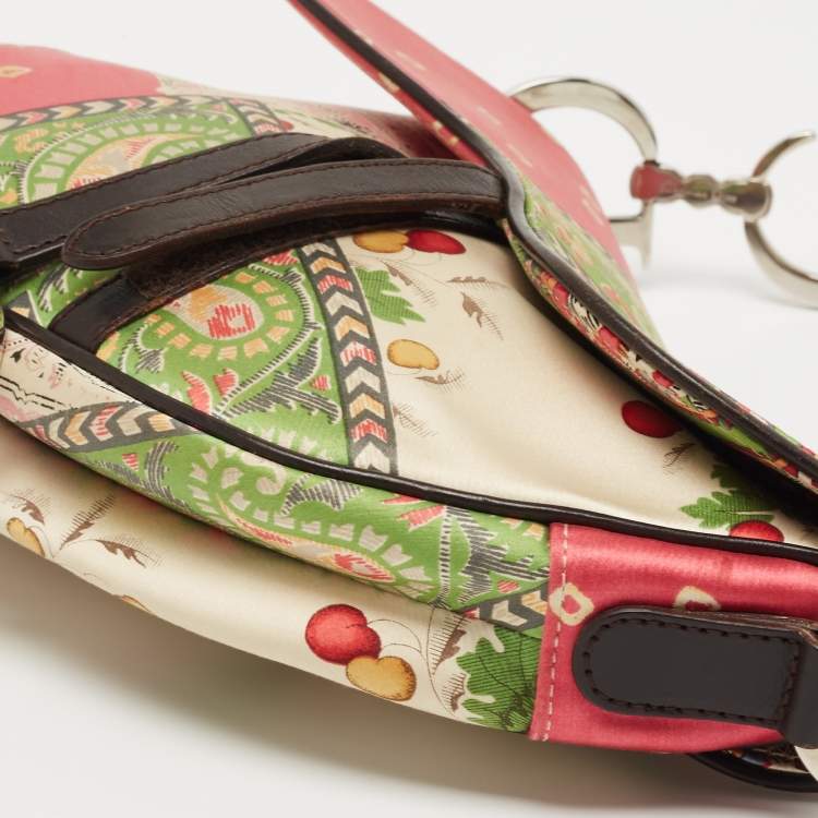 Pre Owned Dior Multicolour Satin Paisley Saddle Bag 