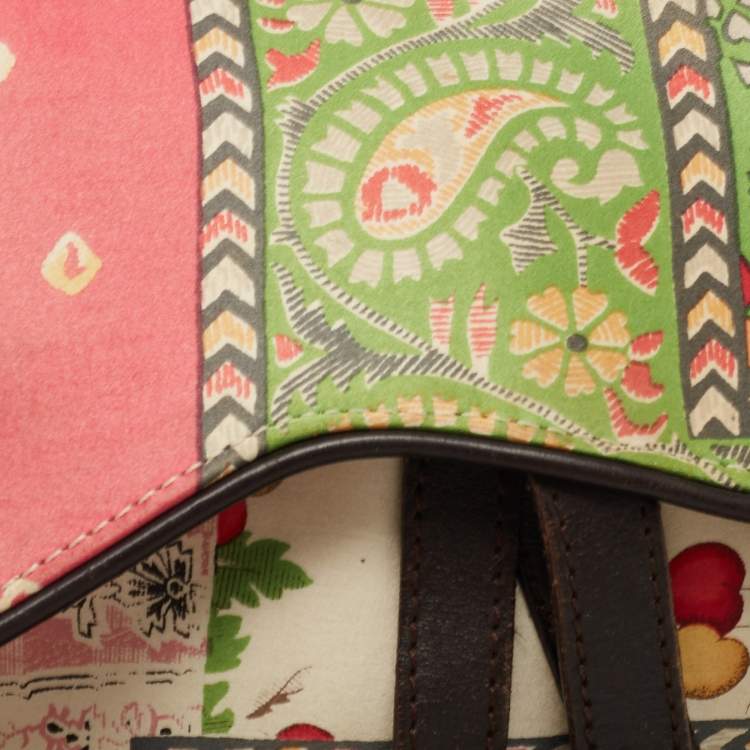 Pre Owned Dior Multicolour Satin Paisley Saddle Bag 