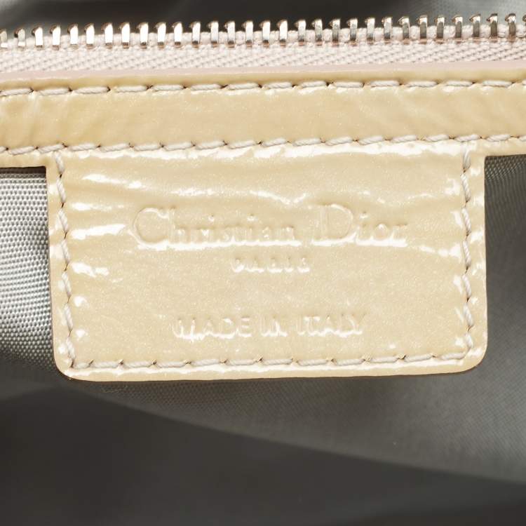 مملوكة مسبقًا Dior Beige Cannage Patent Leather Small Soft Lady Dior Tote