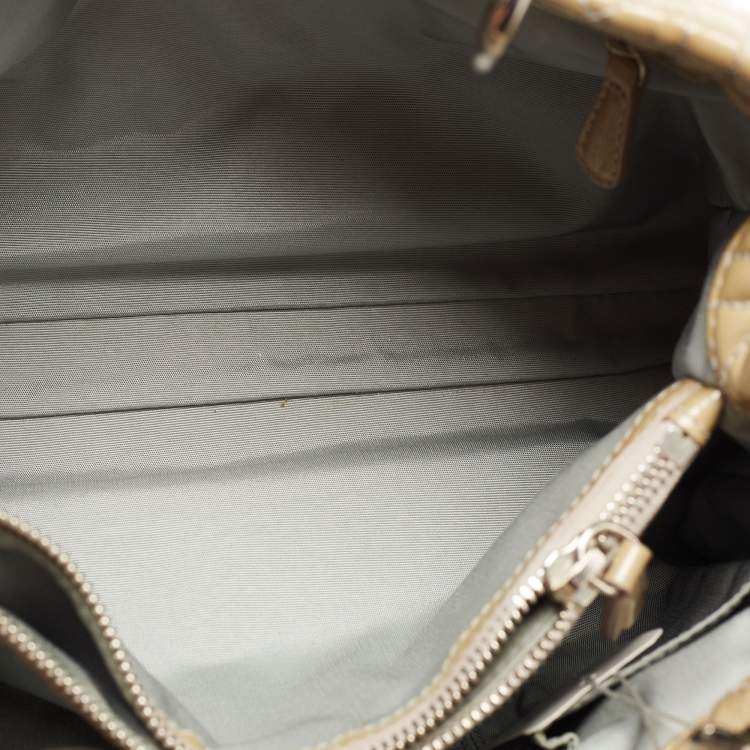 مملوكة مسبقًا Dior Beige Cannage Patent Leather Small Soft Lady Dior Tote