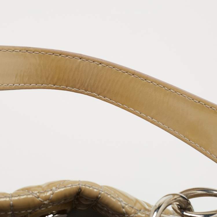 مملوكة مسبقًا Dior Beige Cannage Patent Leather Small Soft Lady Dior Tote