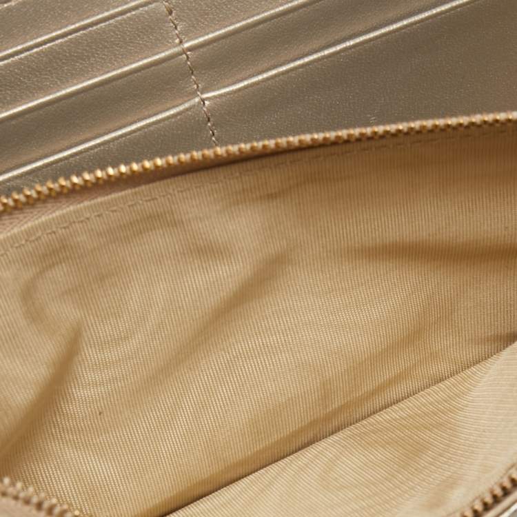 Pre Owned Dior Metallic Gold Leather Diorama Wallet on Chain