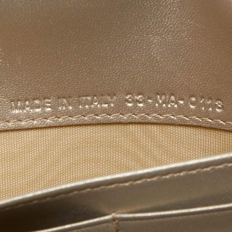 Pre Owned Dior Metallic Gold Leather Diorama Wallet on Chain