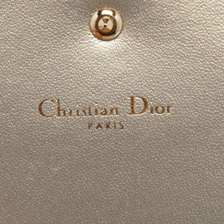 Pre Owned Dior Metallic Gold Leather Diorama Wallet on Chain