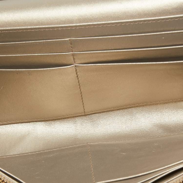 Pre Owned Dior Metallic Gold Leather Diorama Wallet on Chain