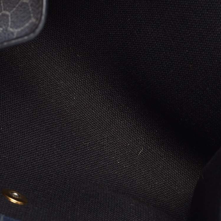 Pre Owned Dior Blue Honeycomb Coated Canvas and Leather Vintage Chain Clutch 