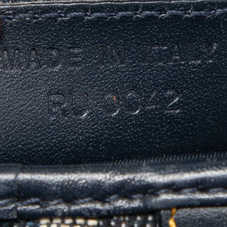 Pre Owned Dior Blue Oblique Denim and Leather Saddle Bag