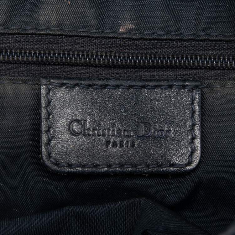Pre Owned Dior Blue Oblique Denim and Leather Saddle Bag