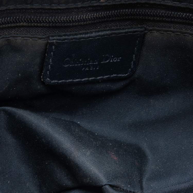 Pre Owned Dior Blue Oblique Denim and Leather Saddle Bag