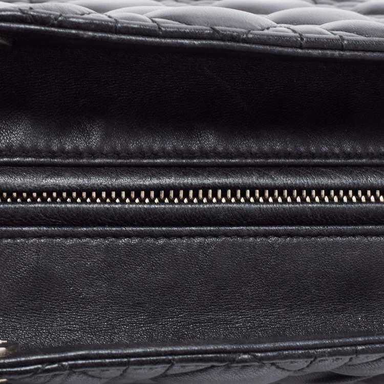 Pre Owned Dior Black Cannage Leather Medium Lady Dior Tote