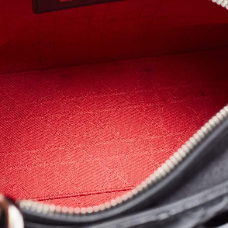 Pre Owned Dior Black Cannage Leather Medium Lady Dior Tote