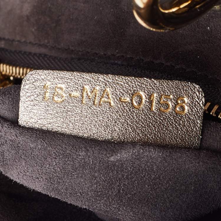 Pre Owned Dior Metallic Grey Cannage Leather Mini Lady Dior Tote