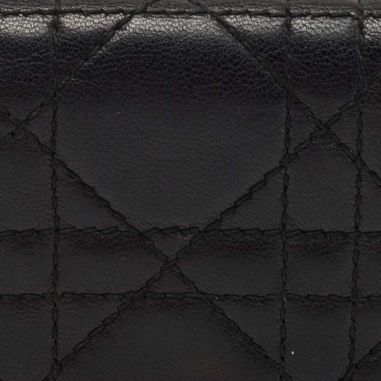 Pre Owned Dior Black Cannage Leather Mini Lady Dior Card Case