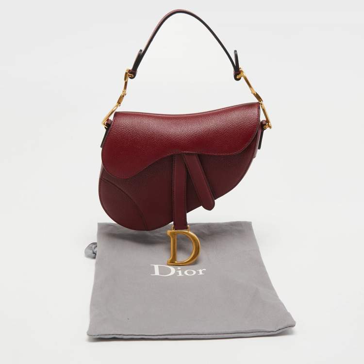 Pre Owned Dior Red Leather Mini Saddle Bag
