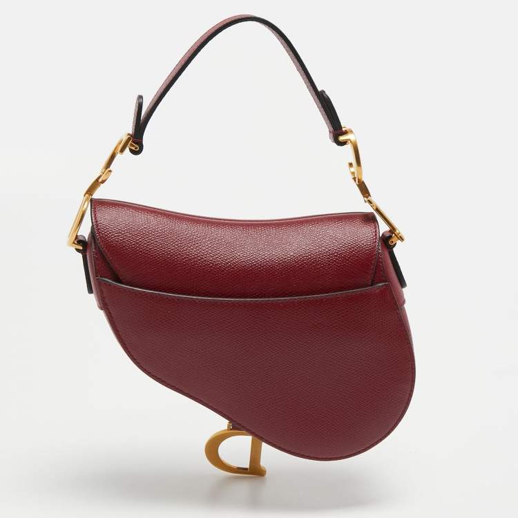 Pre Owned Dior Red Leather Mini Saddle Bag