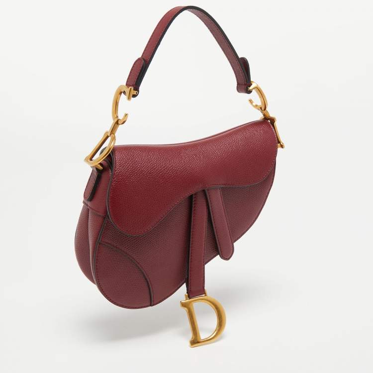Pre Owned Dior Red Leather Mini Saddle Bag