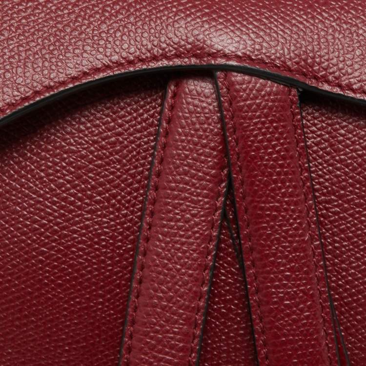 Pre Owned Dior Red Leather Mini Saddle Bag