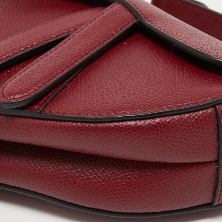 Pre Owned Dior Red Leather Mini Saddle Bag