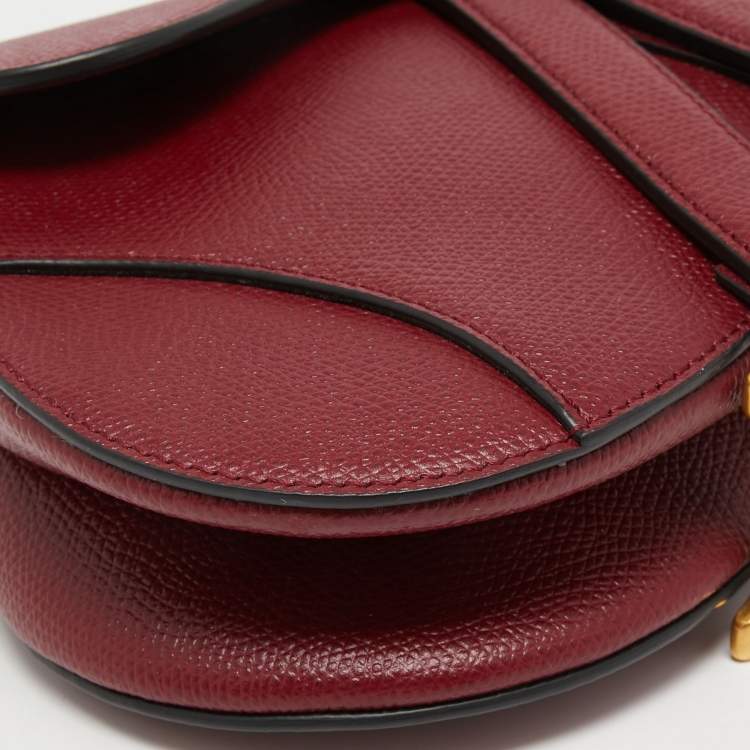 Pre Owned Dior Red Leather Mini Saddle Bag